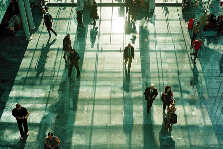 Employees in an office building