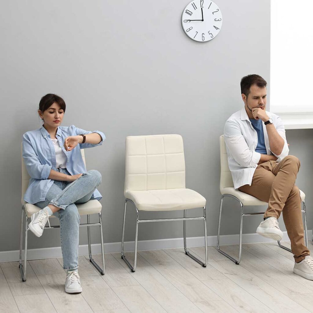 Patients in a waiting room in healthcare