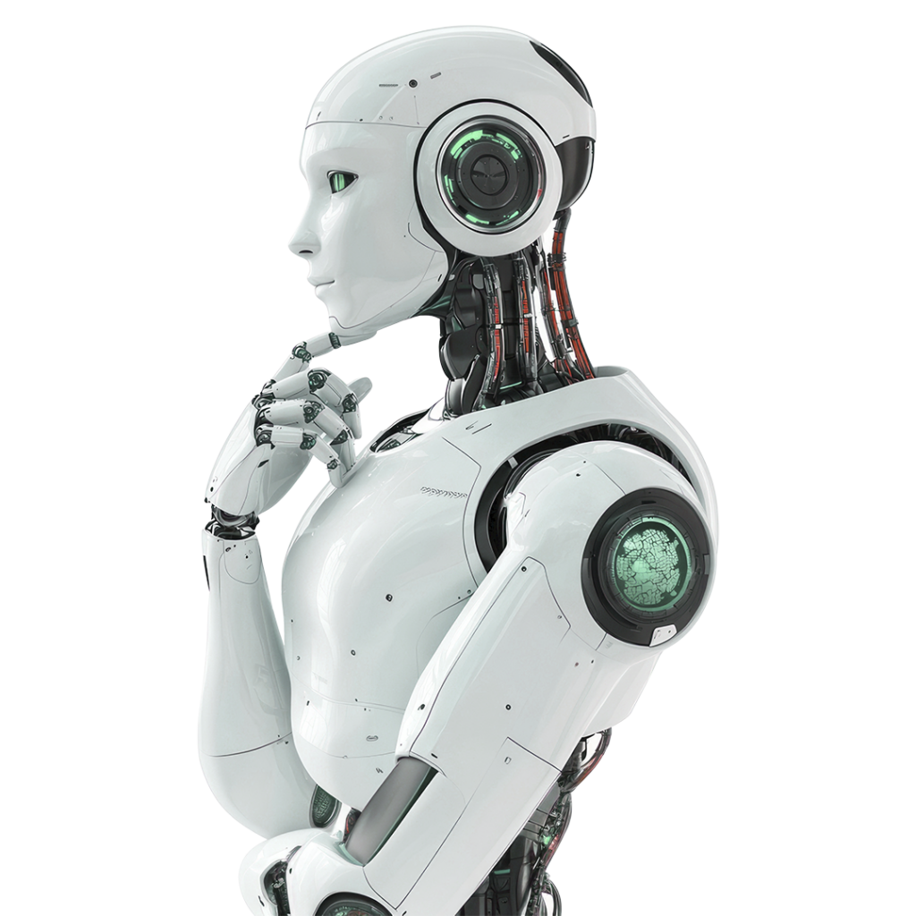 Android robot seen from the side